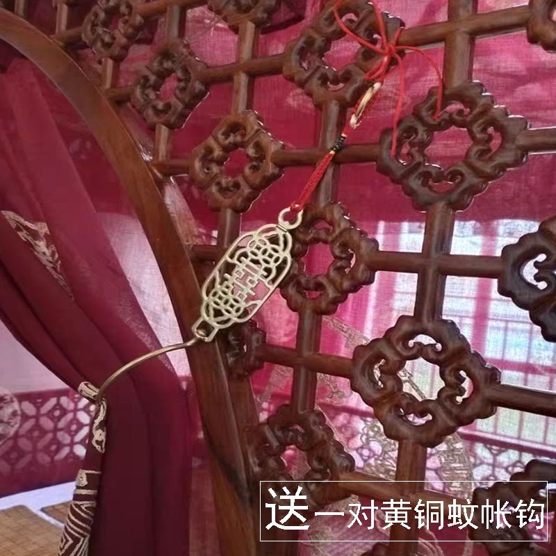 禅意明清古典架子床幔仿古拔步踏步床蚊帐新中式山水纱幔定制