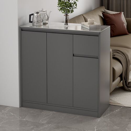 沙发边柜侧边柜轻奢岩板实木边几多功能家用储物柜加高茶桌小隔断