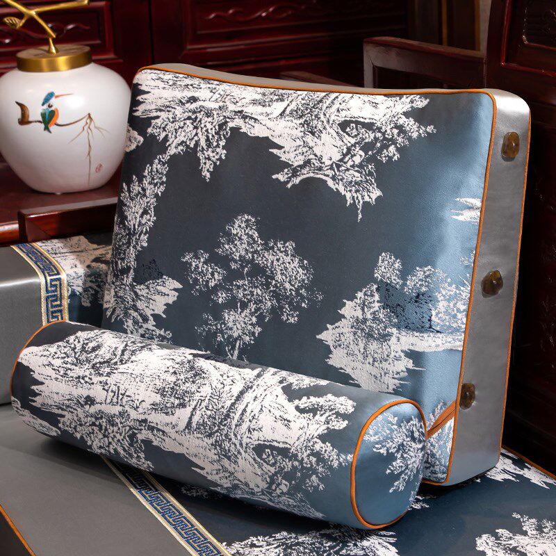 中式抱枕床上靠背垫新中式沙发客厅大号靠枕套软包床头大靠垫定做