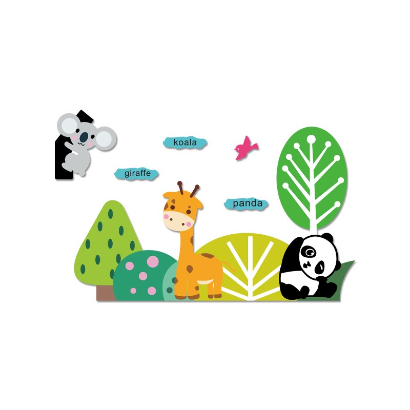 动物世界墙贴幼儿园环创主题墙布置过道走廊墙面卡通立体装饰墙贴