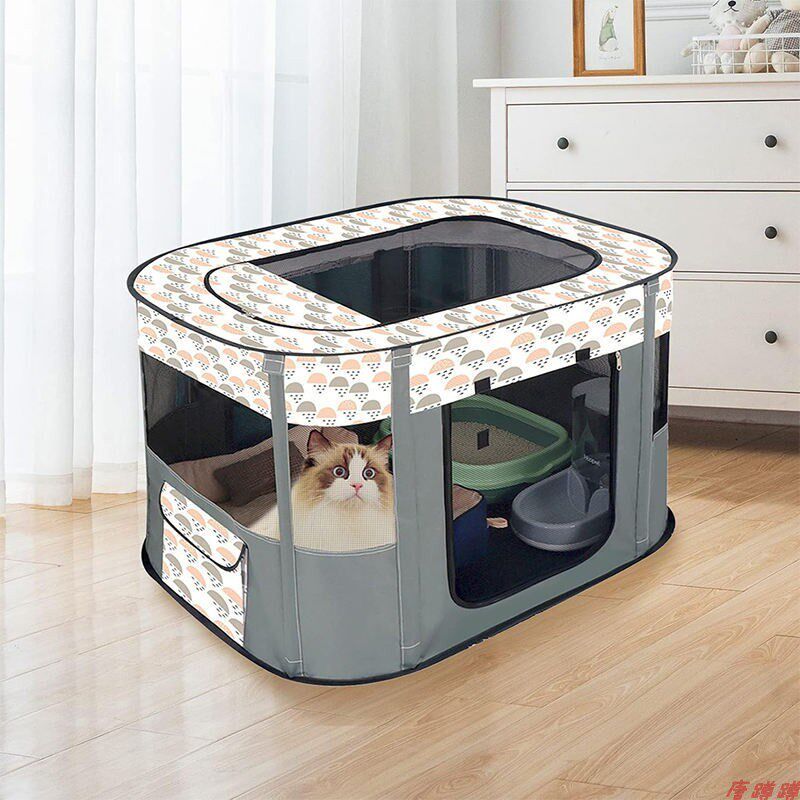 春夏宠物用品耐抓牛津布可折叠猫狗笼子窝封闭式蚊帐围栏帐篷产房