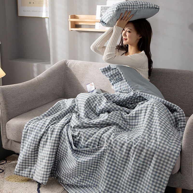 纯棉抱枕被子两用夏季全棉车用午睡枕头办公室二合一折叠空调毯子