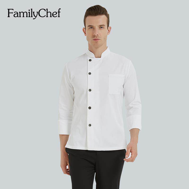 服装定制厨师服酒店饭店工作服长袖黑白秋冬男女工作服LOGO七分袖