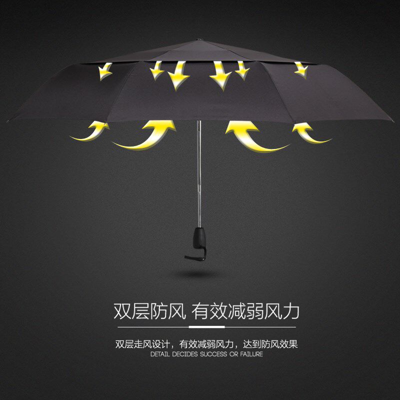 雨景雨伞男士全自动双人伞大号暴雨专用抗风伞折叠学生一键全收伞