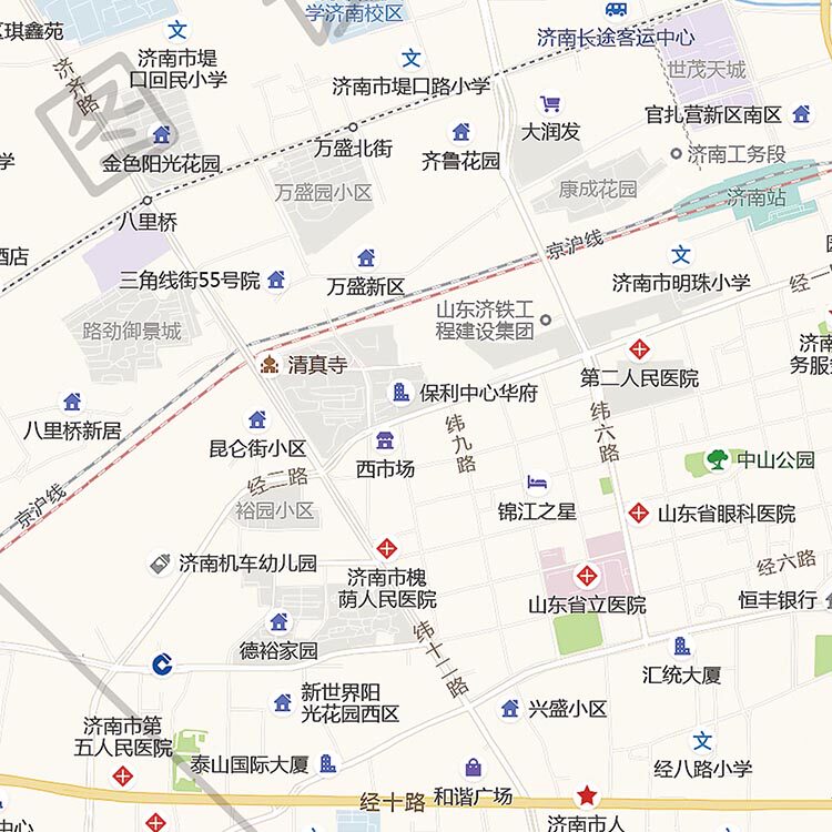 2021新款济南市城区地图办公室挂图高清防水墙壁装饰实物推荐定制