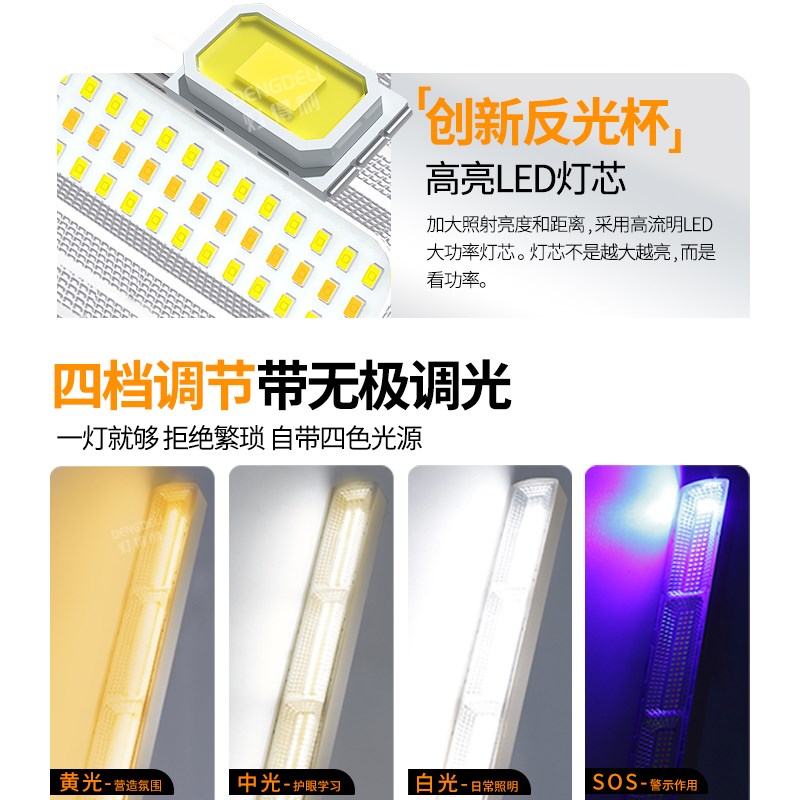 充电灯户外照明灯夜市摆摊超长续航灯管工作灯磁吸手电筒应急照明