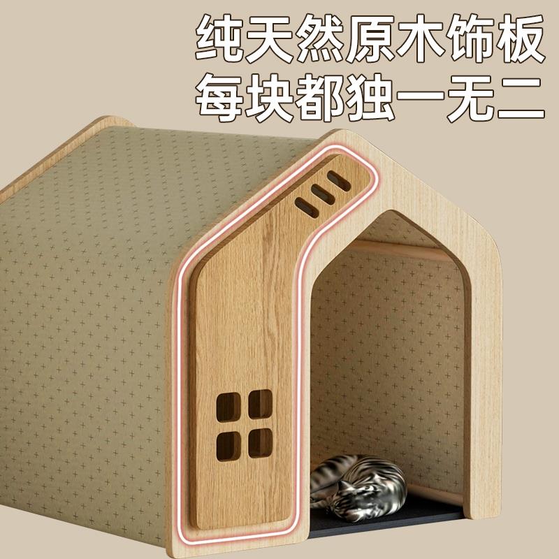 实木宠物猫狗窝四季通用中小型犬狗屋别墅笼子窝木板室内猫咪