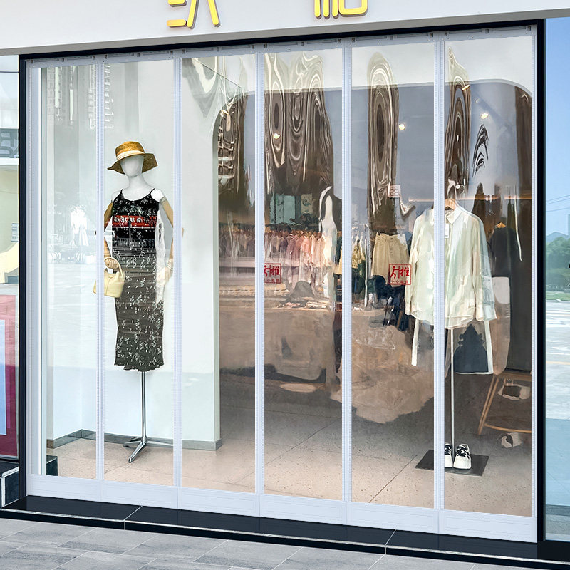 服装店空调门帘店铺商用门口挡风磁吸自吸防走冷气透明pvc隔断帘