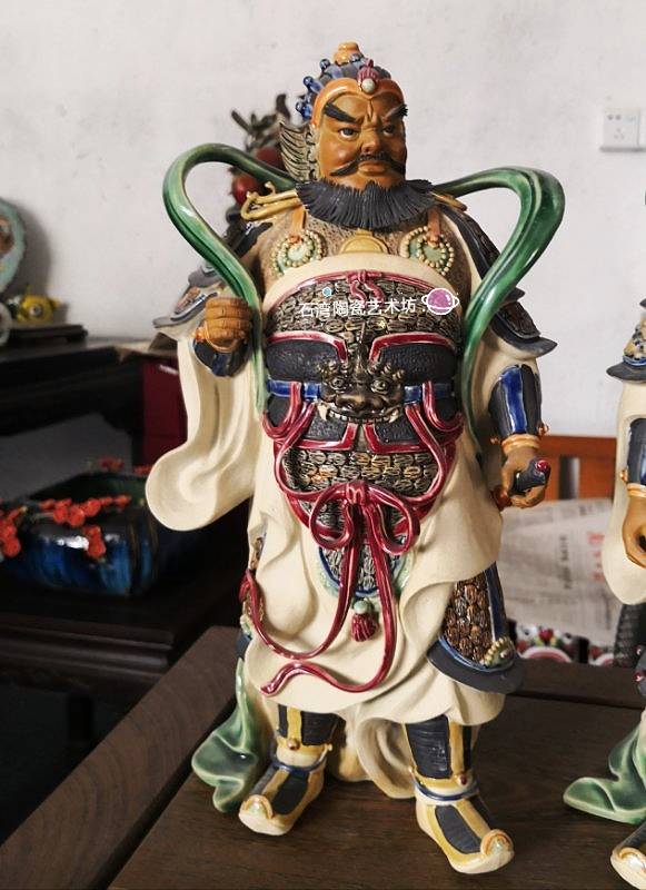 石湾公仔陶瓷尉迟恭门神手工家居摆件店铺玄关古代门神门官摆件