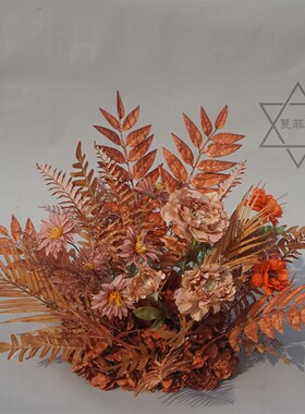 婚庆路引花盆花花球T台舞台背景迎宾花桌花婚礼堂花点红色系装扮