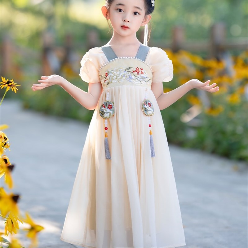 裁剪样板901女童汉服古风2023新款春秋连衣裙古装旗袍裙纸样缝纫图片