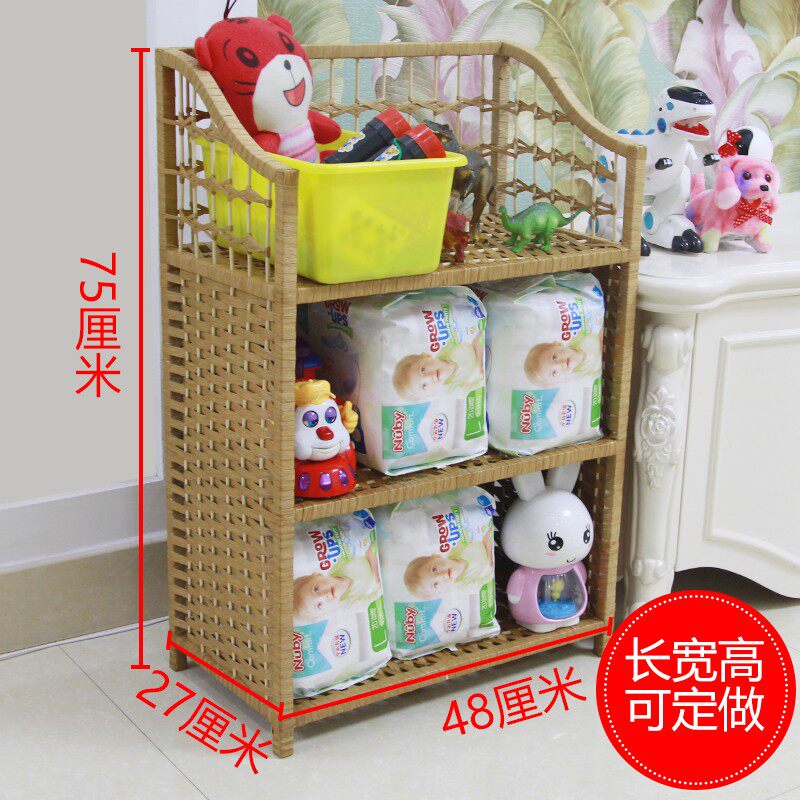 藤编鞋柜鞋架简易实木玩具收纳置物架进门门厅门口多层田园可定制