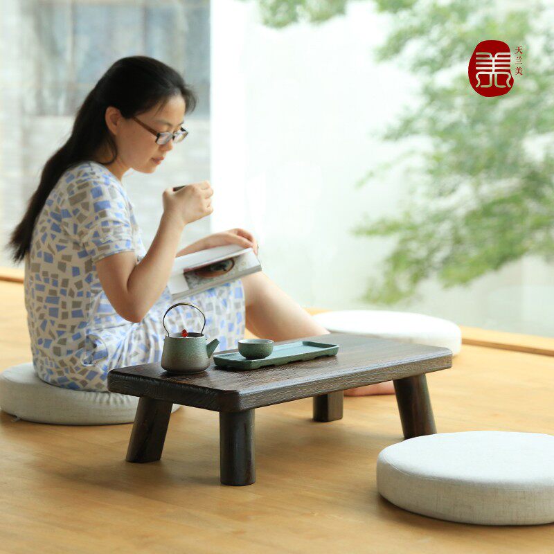 日式实木炕桌家用简约榻榻米小桌子飘窗坐地桌简约小矮桌茶台几