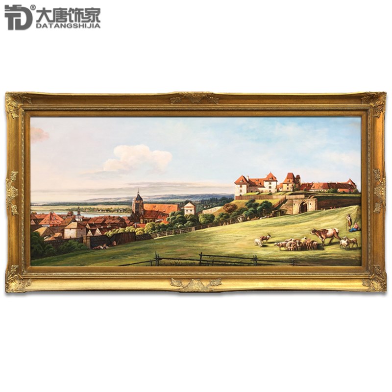 欧式客厅装饰画 手绘田园风景油画 欧式建筑风景油画客厅壁画N17