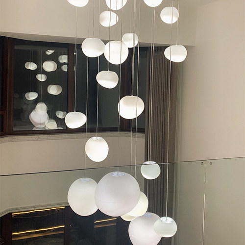 复式楼吊灯北欧设计师酒店大堂商铺中空别墅客厅loft艺术楼梯吊灯