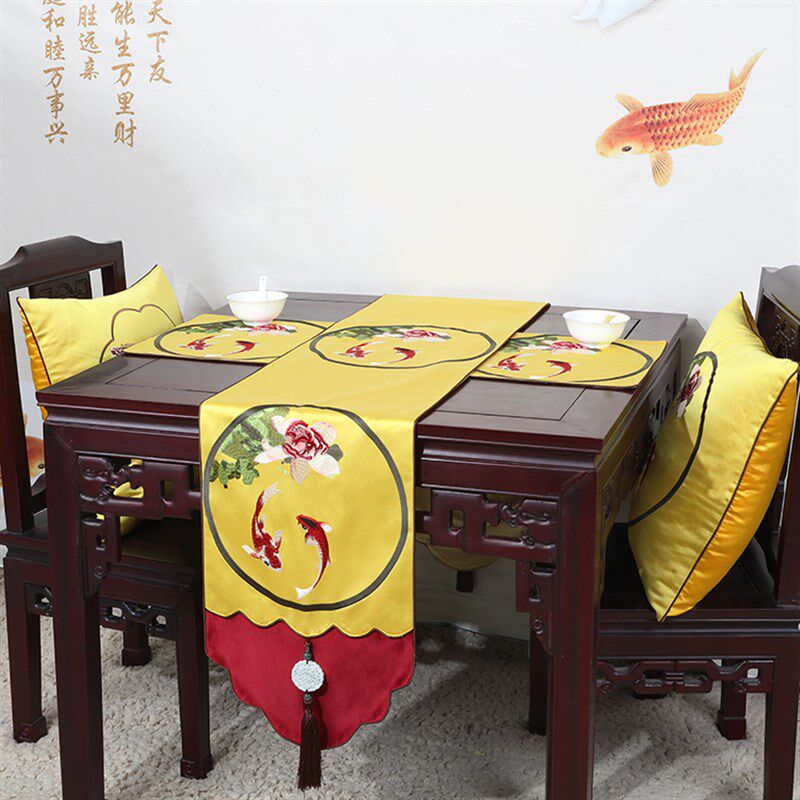 新中式古典桌旗茶几餐桌桌旗长条布艺中国风桌布床柜旗盖布可定做