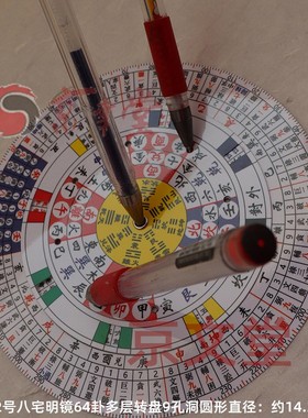 透明罗盘尺立极尺多层转盘解盘配孔洞二十四山绘图建筑罗庚布局尺