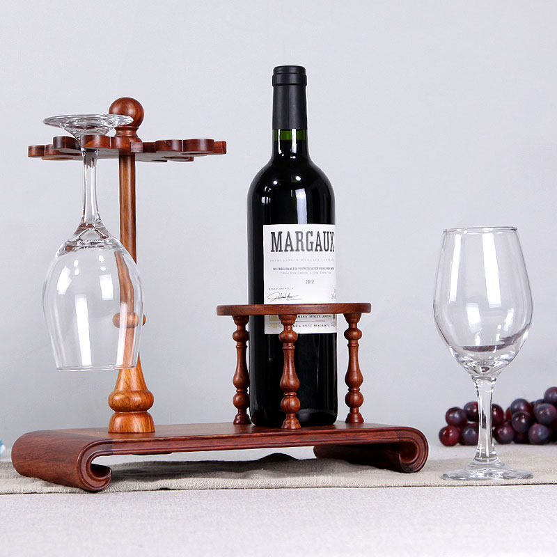 花梨木红酒架家用客厅家装摆设摆件实木中国风酒杯架子中式酒瓶架