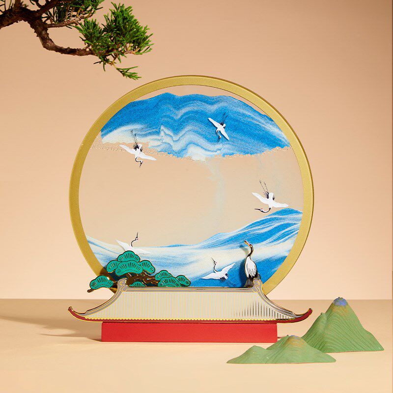 马鹿德寿同臻流沙画摆件新中式长辈领导老师高端文创生日礼物送礼