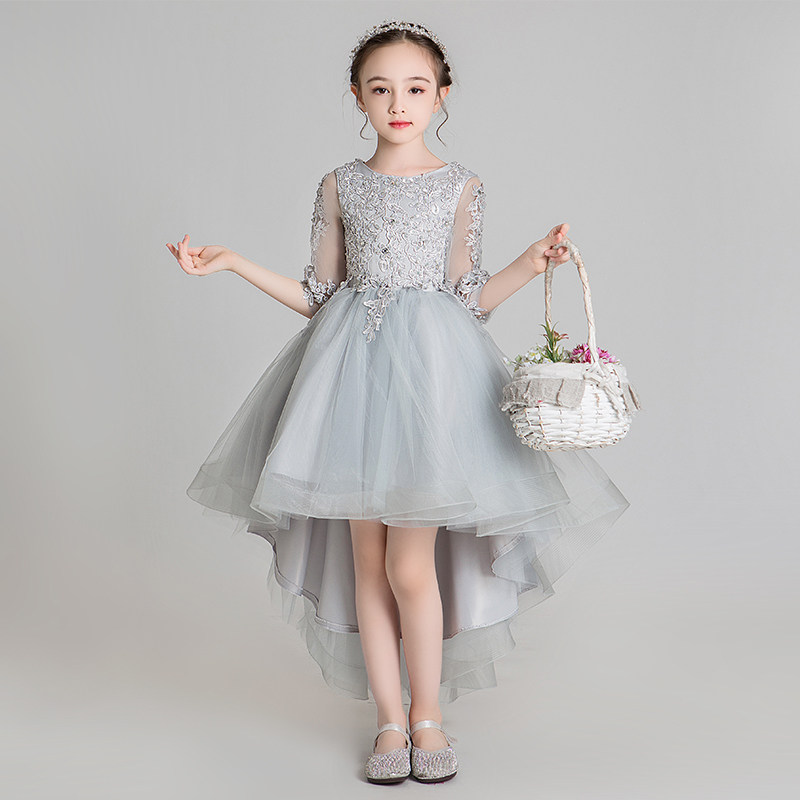 儿童晚礼服公主裙女童蓬蓬纱小女孩花童婚纱拖尾走秀演出服洋气春