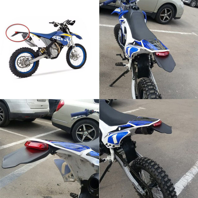 山地越野摩托车配件改装后挡泥板带LED尾灯挡泥瓦挡水板车牌照架