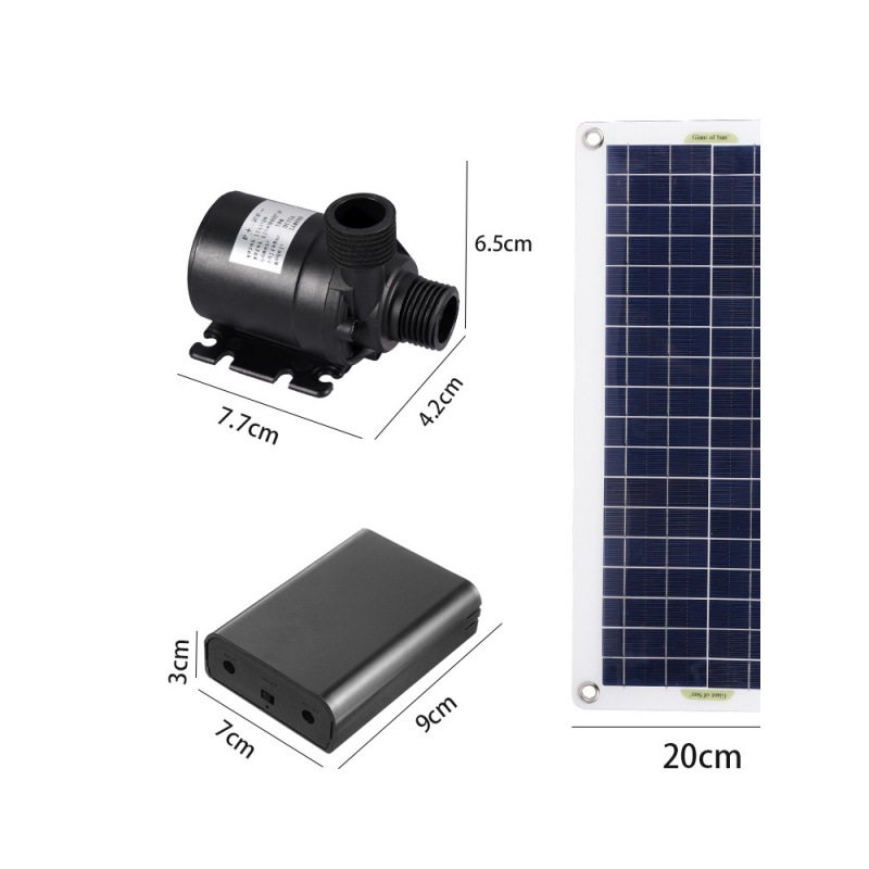 单晶太阳能板50W带800hl水泵加电池盒双DC线连接抽水免布线太阳能