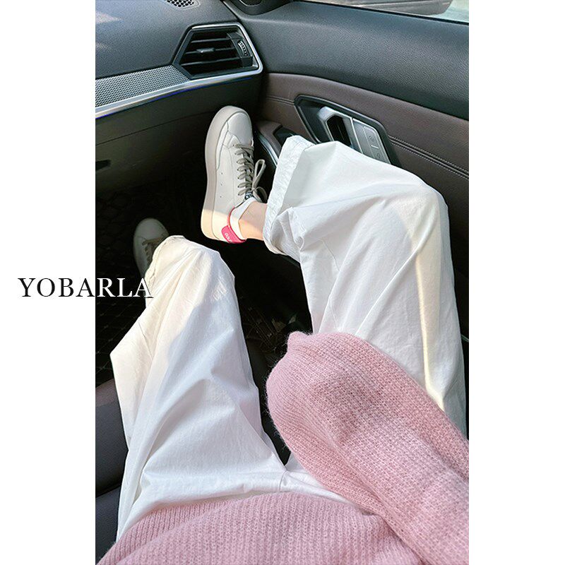 白色直筒山本裤女夏季薄款高腰大码显瘦胖mm宽松阔腿休闲九分裤子