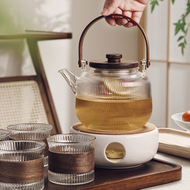 玻璃花茶壶茶杯套装蜡烛加热下午茶具煮茶炉泡水果茶美容院养生壶