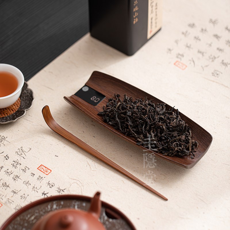 圭隐堂胡桃木智能电子茶则茶拔套装散茶叶称茶荷小克称茶具零配件
