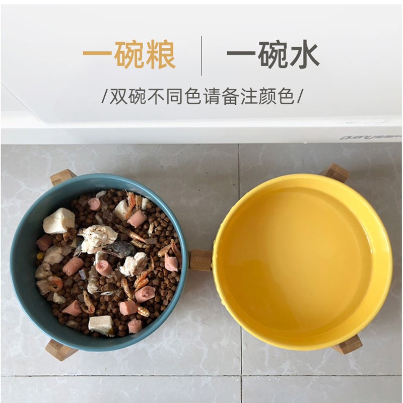 陶瓷猫碗狗狗碗黑色水碗大口径小猫咪饮喝水防打翻不易食盆宠物粮