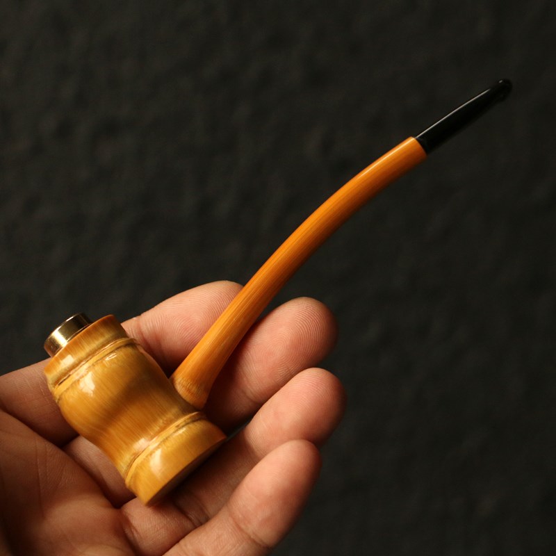 精品纯手工精磨天然罗汉竹头小烟嘴竹制竹枝粗烟过滤嘴小烟斗烟袋
