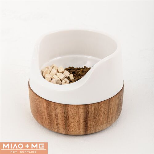 我与招财MIAO&ME保护颈椎防洒出易清洗实木底座宠物食盆猫碗狗盆