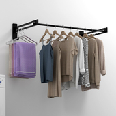 阳台隐形折叠挂墙晒杆晾衣架壁挂侧装 挂衣服神器墙上免打孔 墙壁式