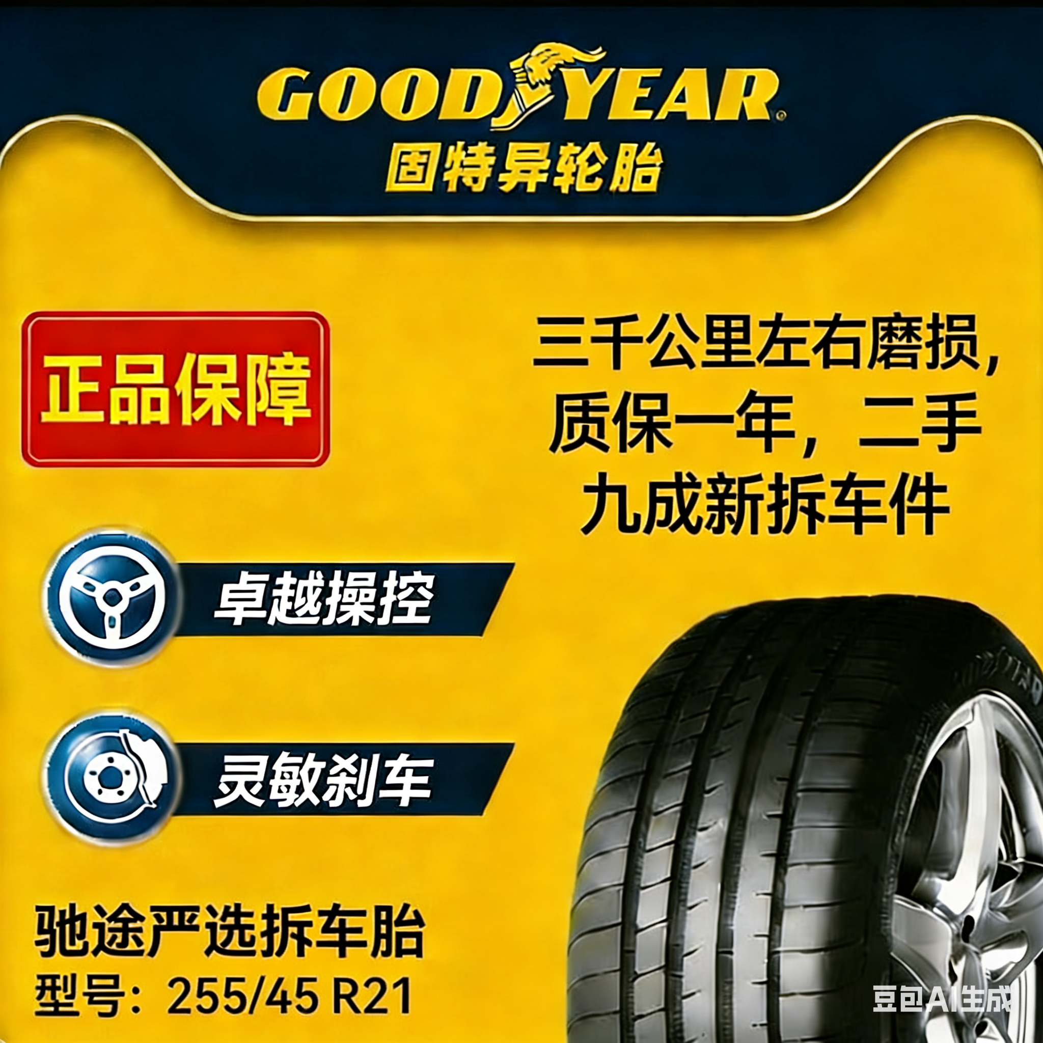 固特异轮胎255/45R21 鹰驰F1 3代 适配极氪001耐磨舒适二手拆车