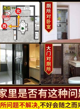 解决厕所问题虎头桃木兽头八卦镜挂件卫生间对大门卧室房装饰摆件