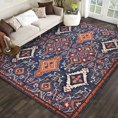 轻奢美式客厅地毯波斯花纹复古欧式宫廷风客厅满铺卧室床边地毯