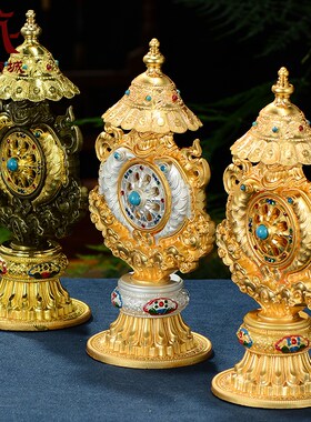 八吉祥总集鎏金鎏银八宝摆件彩珠镶嵌八吉祥室内家用桌面摆件