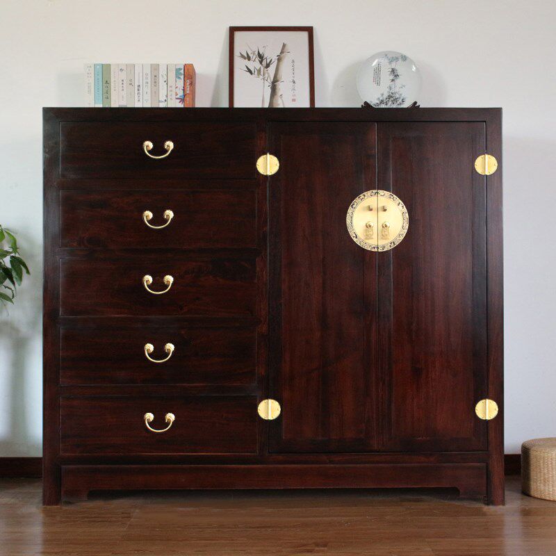 中式香樟木双门衣柜卧室储物柜实木儿童衣橱矮柜多抽屉衣柜收纳柜