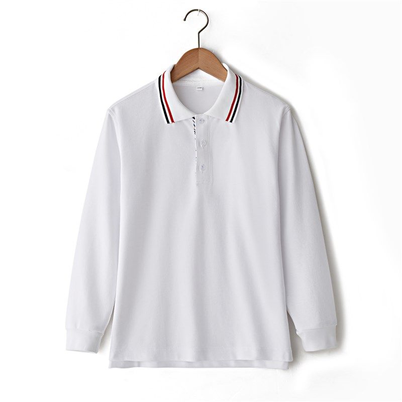 儿童长袖白色polo衫短袖男童纯棉翻领T恤春秋夏季英伦女中大童装