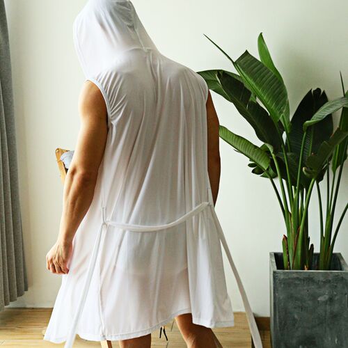 【拍2条99】岩也轻奢男士家居睡袍中长款绑带外衣性感家居服简约G
