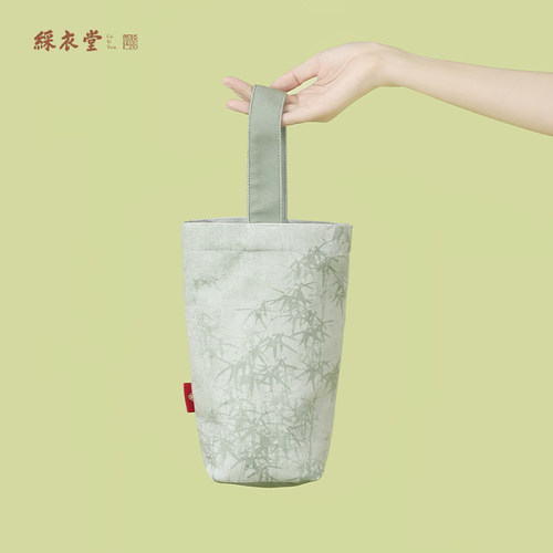 彩衣堂国风竹子手提包手拎袋遛弯包可携式水壶包女水杯雨伞收纳袋