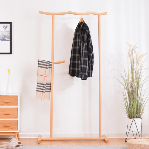 北欧实木晾衣架落地卧室阳台衣帽架简易榉木客厅衣服收纳挂衣架子