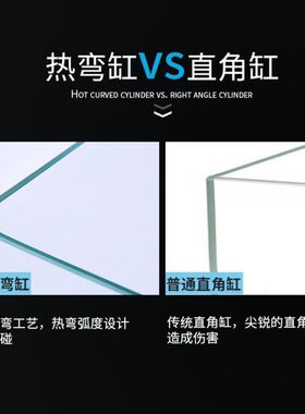 热弯玻璃鱼缸长方形裸缸超白长方形简易加厚客厅电视柜旁个性小型