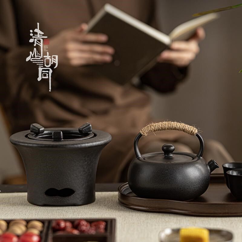 中式陶瓷煮茶壶家用提梁煮水壶电陶炉可用明火碳炉功夫茶具配件