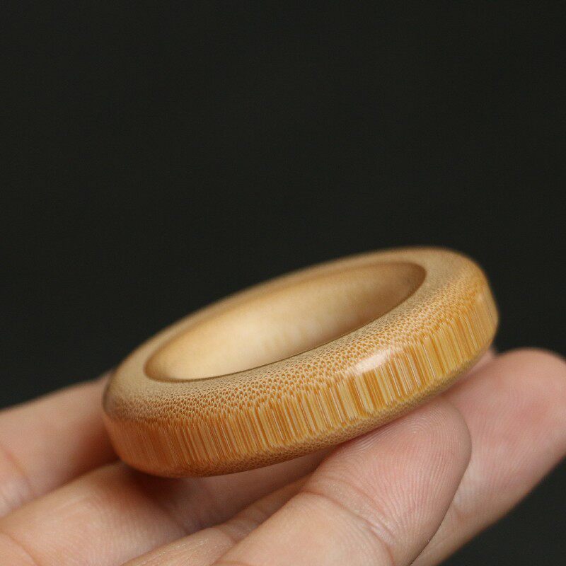 鱼子纹老玉竹双圈海派镶嵌工艺竹圈竹环文玩把件工艺品竹雕竹器