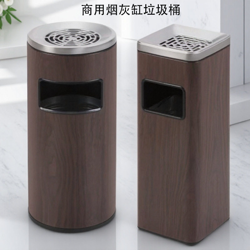 商用烟灰缸垃圾桶不锈钢立式酒店售楼部大厅电梯口过道带盖灭烟桶图片