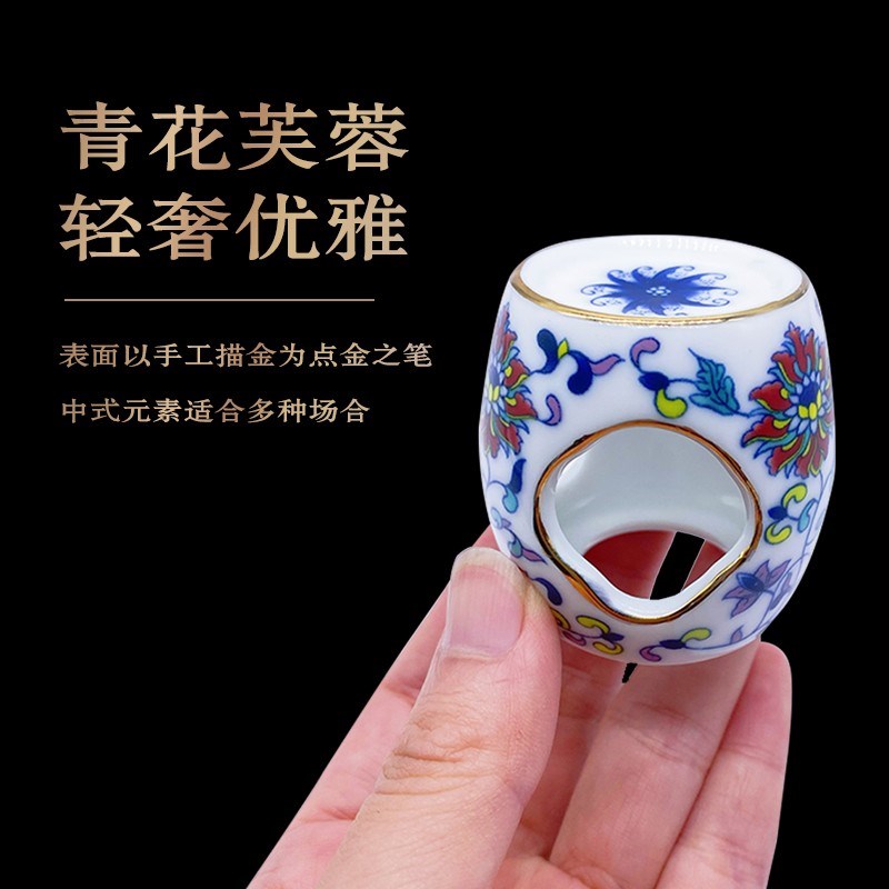 手绘陶瓷青花盖置高端紫砂壶盖托茶具家用白瓷碗盖托茶夹托架茶器图片