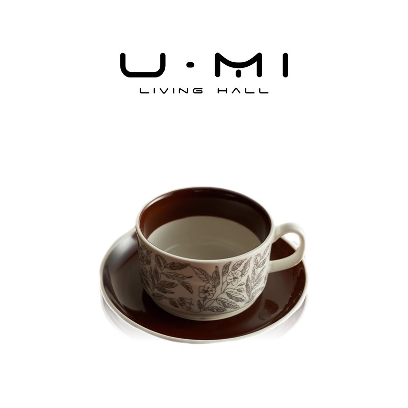 U Mi LIVING清菡杯具中古咖啡杯碟精致家用陶瓷杯套装法式复古