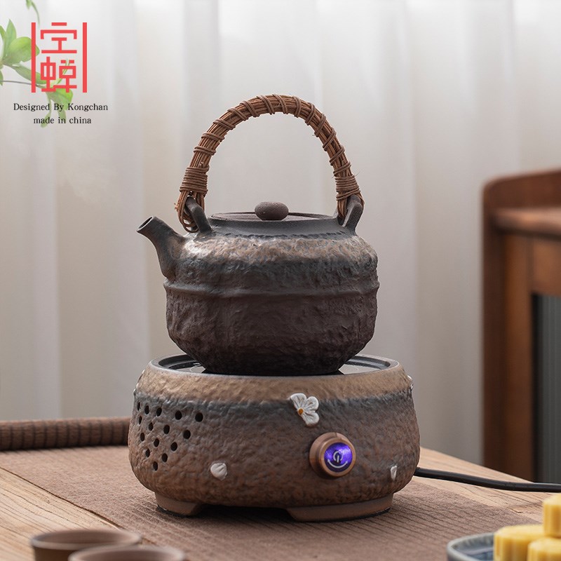 空蝉老岩泥煮茶壶电陶炉加热烧水壶家用陶壶茶具套装耐高温煮茶器