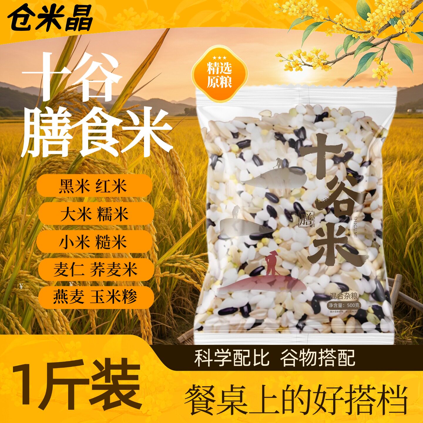 十谷膳食米1斤粗粮糙米五谷杂粮主食十谷米谷物搭配八宝粥红米